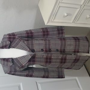 NEW!! CABI Sovereign Coat Houndstooth Plaid Ponte Knit Button Trench #3370 ~ M